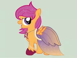 Size: 2592x1944 | Tagged: safe, artist:miesmauz, derpibooru import, scootaloo, pegasus, pony, clothes, dress, female, filly, gala dress, solo