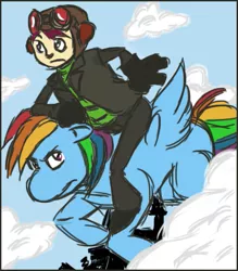 Size: 497x567 | Tagged: artist:bmlulu, crossover, human, psychonauts, rainbow dash, razputin, safe