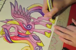 Size: 960x640 | Tagged: artist:kattvalk, marker drawing, princess cadance, safe, traditional art, youtube link