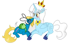Size: 900x540 | Tagged: safe, artist:sirgalahadbw, derpibooru import, ponified, adventure time, blushing, crossover, female, fionna, ice queen, kissing, lesbian, rule 63, shipping