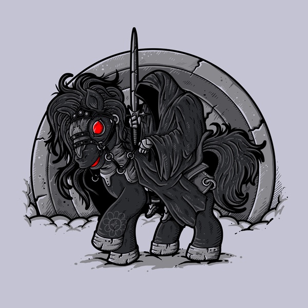 Size: 600x600 | Tagged: artist:letter-q, crossover, derpibooru import, lord of the rings, nazgul, red eyes, saddle, safe, sword