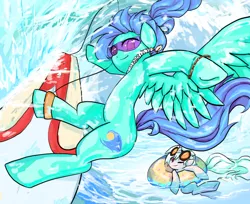 Size: 990x807 | Tagged: safe, artist:bigbuxart, derpibooru import, oc, unofficial characters only, pegasus, pony, surfboard