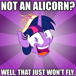 Size: 960x962 | Tagged: safe, derpibooru import, twilight sparkle, twilight sparkle (alicorn), alicorn, pony, advice meme, advice twilicorn, alicorn drama, exploitable meme, meme, pun, shameless forced meme