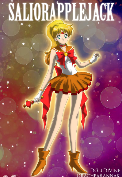 Size: 398x579 | Tagged: applejack, artist:angleyck24, humanized, ponified, safe, sailor moon