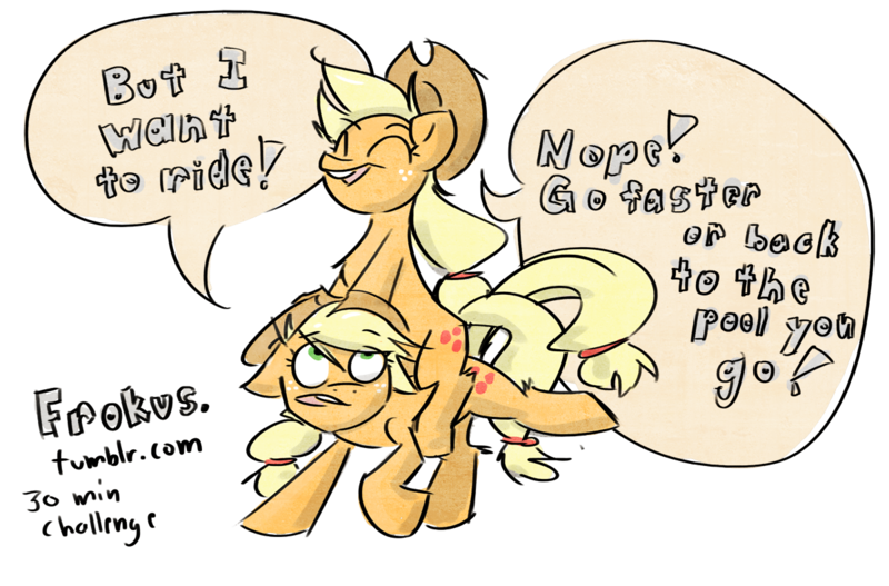 Size: 1200x790 | Tagged: 30 minute art challenge, applejack, artist:cider, clone, derpibooru import, ponies riding ponies, riding, safe