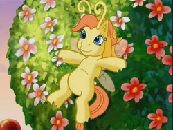 Size: 640x480 | Tagged: safe, derpibooru import, zipzee, the princess promenade, derp, flower, g3, mismatched eyes