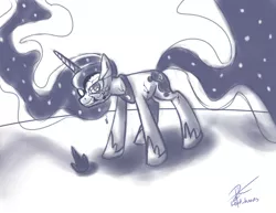 Size: 3300x2550 | Tagged: grimdark, artist:leadhooves, derpibooru import, princess luna, alicorn, pony, female, mare, smiling, solo