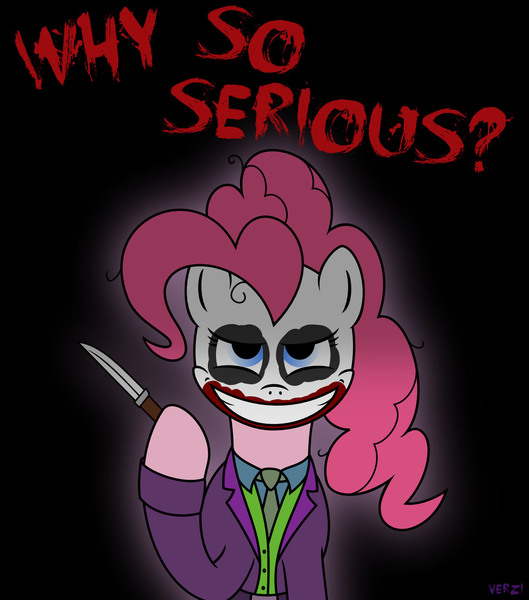 Size: 1354x1535 | Tagged: artist:verzi-9, crossover, dead source, derpibooru import, pinkie joker, pinkie pie, safe, solo, the joker, why so serious?