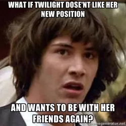 Size: 400x400 | Tagged: alicorn drama, all caps, conspiracy keanu, derpibooru import, exploitable meme, human, impact font, irl, meme, misspelling, photo, safe, twilight sparkle