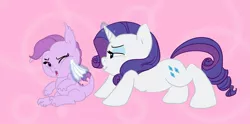 Size: 1214x600 | Tagged: artist:carnifex, cleaning, dracony, hybrid, interspecies offspring, mother and daughter, oc, oc:lavender, offspring, parent:rarity, parent:spike, parents:sparity, rag, rarity, safe