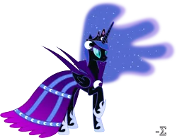 Size: 10880x8550 | Tagged: absurd resolution, artist:90sigma, clothes, dress, gala dress, nightmare moon, princess luna, raised hoof, safe, simple background, solo, transparent background, vector