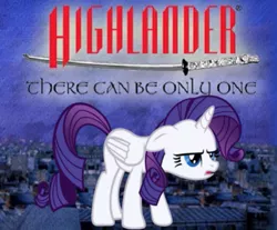Size: 417x346 | Tagged: safe, derpibooru import, rarity, alicorn, pony, alicorn drama, alicornified, crossover, highlander, movie, race swap, raricorn, there can be only one