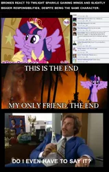 Size: 946x1492 | Tagged: safe, derpibooru import, twilight sparkle, twilight sparkle (alicorn), alicorn, pony, magical mystery cure, alicorn drama, anchorman, apocalypse now, female, mare, ron burgundy, that escalated quickly, will ferrell