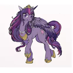 Size: 658x664 | Tagged: safe, artist:fillyphalanx, derpibooru import, twilight sparkle, twilight sparkle (alicorn), alicorn, pony, crown, female, jewelry, looking at you, mare, regalia, simple background, solo, white background