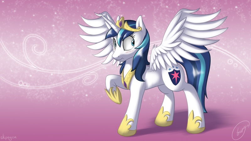 Size: 2500x1406 | Tagged: safe, artist:skipsy, derpibooru import, shining armor, alicorn, pony, alicornified, cute, gleamibetes, gleaming shield, princess gleaming shield, race swap, rule 63, rule63betes, shining adorable, solo