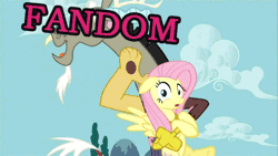 Size: 500x281 | Tagged: animated, caption, derpibooru import, discord, edit, edited screencap, fandom, fluttershy, gif, gif with captions, image macro, keep calm and flutter on, meme, safe, screencap, text