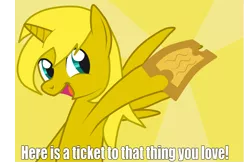 Size: 2707x1769 | Tagged: safe, derpibooru import, oc, oc:ticket, unofficial characters only, alicorn, pony, alicorn oc, image macro, solo, ticket