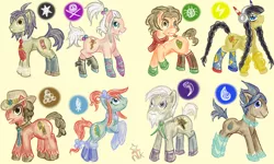 Size: 854x512 | Tagged: safe, artist:nk-twist, derpibooru import, ponified, earth pony, pony, boots, burgh, cheren, clay, clothes, drayden, elesa, female, goggles, gym leader, hat, male, mare, marlon, necktie, pokemon black version 2 and white version 2, pokémon, pokémon black and white, ponymon, roxie (pokemon), scarf, skyla, socks, stallion, stockings, striped socks, unshorn fetlocks