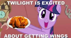 Size: 498x268 | Tagged: safe, artist:rustybuckett, derpibooru import, edit, edited screencap, screencap, twilight sparkle, twilight sparkle (alicorn), alicorn, pony, buffalo wings, female, image macro, mare, wings