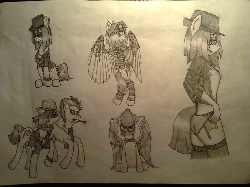 Size: 1600x1200 | Tagged: anthro, artist:mach-volt, breasts, cute, discord whooves, doctor whooves, oc, oc:roro, steampunk, suggestive, time turner, traditional art, wings