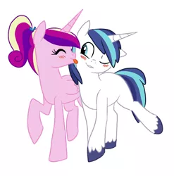 Size: 590x598 | Tagged: artist:elslowmo, artist:jessy, colored, licking, princess cadance, safe, shining armor