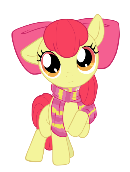 Size: 6000x7946 | Tagged: absurd resolution, adorabloom, apple bloom, artist:nessia, clothes, cute, derpibooru import, edit, safe, scarf, simple background, smiling, solo, transparent background, vector