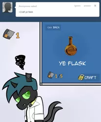 Size: 813x983 | Tagged: artist:firehazard14, changeling, drstrangeling, homestar runner, safe, thy dungeonman, ye flask