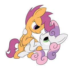 Size: 1024x1024 | Tagged: artist:newlunaticrepublic, derpibooru import, female, lesbian, safe, scootabelle, scootaloo, shipping, sweetie belle