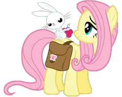 Size: 5000x4000 | Tagged: absurd resolution, angel bunny, artist:midnight--blitz, bag, derpibooru import, fluttershy, grumpy, safe, simple background, transparent background, vector