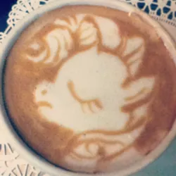 Size: 720x720 | Tagged: artist:cappuccinofrosting, coffee, derpibooru import, food art, latte, latte art, rarity, safe