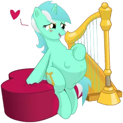 Size: 10800x10800 | Tagged: safe, artist:xniclord789x, derpibooru import, lyra heartstrings, unicorn, absurd resolution, belly, big belly, blushing, female, harp, heart, hoof on belly, kicking, mare, musical instrument, pregnant, simple background, solo, transparent background