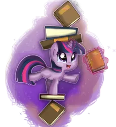 Size: 5587x6104 | Tagged: safe, artist:pridark, derpibooru import, twilight sparkle, pony, unicorn, absurd resolution, balance, balancing, book, cute, filly, filly twilight sparkle, happy, simple background, smiling, solo, transparent background, twiabetes