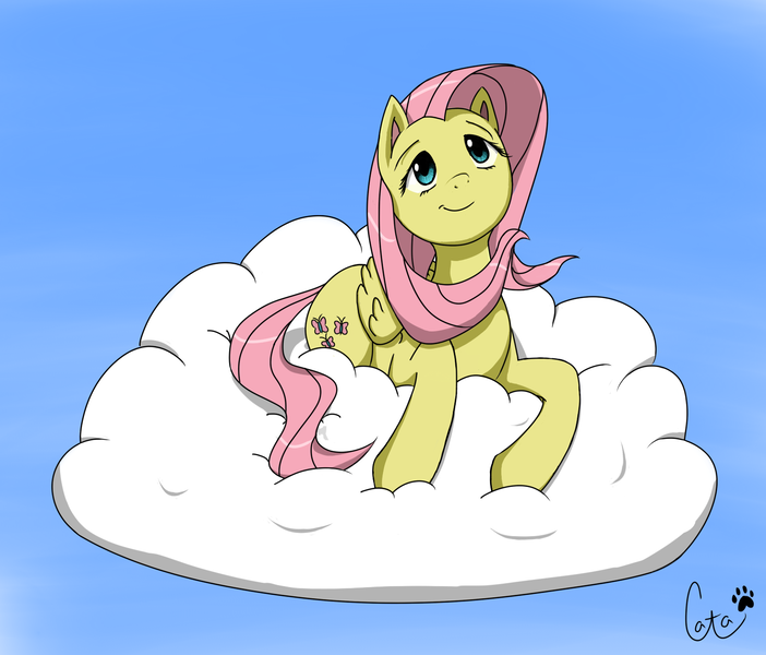 Size: 1504x1285 | Tagged: safe, artist:catastrophicguy, derpibooru import, fluttershy, cloud, solo