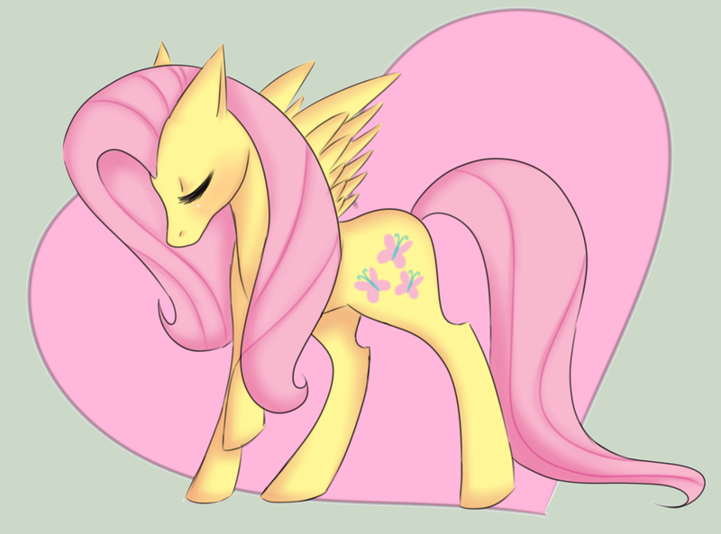 Size: 3901x2890 | Tagged: safe, artist:zahzah-chan, derpibooru import, fluttershy, heart, solo