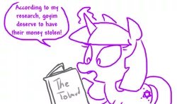 Size: 607x358 | Tagged: alternate cutie mark, antisemitism, artist:the weaver, book, derpibooru import, goyim, jewnicorn, judaism, racism, safe, sid you magnificent bastard, simple background, solo, star of david, the talmud, this is what /pol/ actually believes, twilight sparkle, we are going to hell, weaver you magnificent bastard, white background