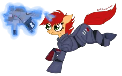 Size: 1214x764 | Tagged: armor, artist:bibliodragon, commander shepard, derpibooru import, femshep, mass effect, n7, n7 armor, ponified, safe