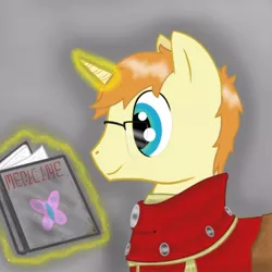 Size: 600x600 | Tagged: artist:4evrninja, book, derpibooru import, fallout equestria, fanfic, magic, oc, oc:silver lining, safe, solo, unofficial characters only