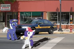 Size: 1600x1071 | Tagged: derpibooru import, findlay, gangster, ohio, police, police car, police officer, rarity, safe