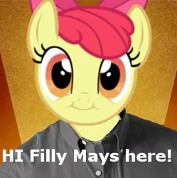 Size: 325x326 | Tagged: apple bloom, as seen on tv, billy mays, cute, derpibooru import, edit, filly mays, hi billy mays here, safe