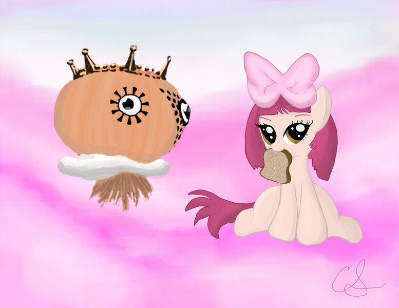 Size: 900x695 | Tagged: artist:flutteryay56, bow, bread, derpibooru import, kyary pamyu pamyu, onion, ponified, ponponpon, safe