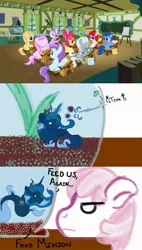 Size: 1024x1800 | Tagged: apple bloom, artist:alazak, cheerilee, derpibooru import, diamond tiara, liza doolots, petunia, ponyville schoolhouse, princess luna, safe, sea pony, silver spoon, species swap, tootsie flute, tumblr, twist