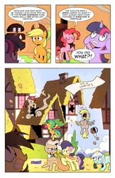 Size: 1320x2040 | Tagged: safe, artist:karzahnii, derpibooru import, applejack, bon bon, derpy hooves, lyra heartstrings, mayor mare, pinkie pie, sunshower raindrops, sweetie drops, twilight sparkle, pegasus, pony, comic, female, glasses, mare, tales from ponyville