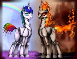 Size: 775x600 | Tagged: artist:pocki07, blind guardian, cutie mark, derpibooru import, erasure, rainbow, robot, robot unicorn attack, safe