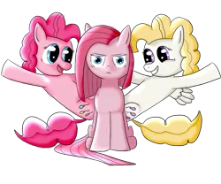 Size: 1500x1250 | Tagged: artist:ccortxx, derpibooru import, g1, g1 to g4, generation leap, pinkamena diane pie, pinkie pie, safe, surprise, trinity pie