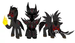 Size: 1024x585 | Tagged: armor, artist:glue123, daedra, dremora, ponified, safe, skyrim, the elder scrolls