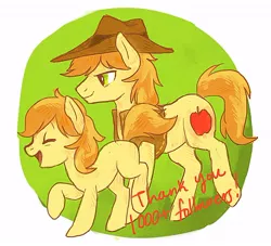 Size: 600x545 | Tagged: artist:nyonhyon, braebetes, braeburn, colt, cute, derpibooru import, duality, eyes closed, open mouth, raised hoof, safe, self ponidox, smiling, tumblr, walking, younger