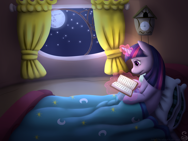 Size: 1600x1200 | Tagged: artist:shrineheart, book, derpibooru import, night, reading, safe, shrineart, shrineheart, twilight sparkle