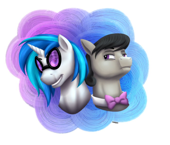 Size: 966x827 | Tagged: artist:shrineheart, derpibooru import, duo, duo male, male, octavia melody, octavius, record scrape, rule 63, safe, shrineheart, vinyl scratch