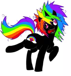 Size: 640x688 | Tagged: safe, artist:rikastormfeldthefox, derpibooru import, oc, oc:rainbow crack, unofficial characters only, pony, unicorn, derp, simple background, solo