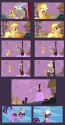 Size: 835x1600 | Tagged: safe, derpibooru import, applejack, discord, twilight sparkle, official, william bradford